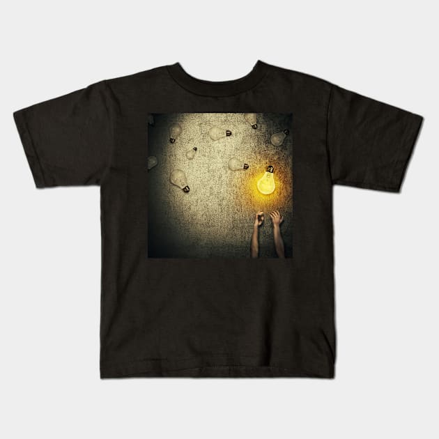 light bulbs juggling Kids T-Shirt by psychoshadow